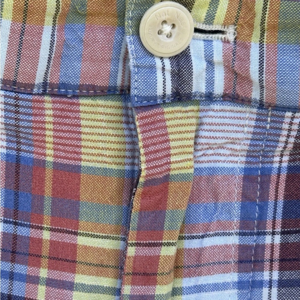 Nat Nast Shorts Mens Size 36 Blue Yellow‎ Red Plaid Cargo Pockets Cotton - Picture 6 of 11